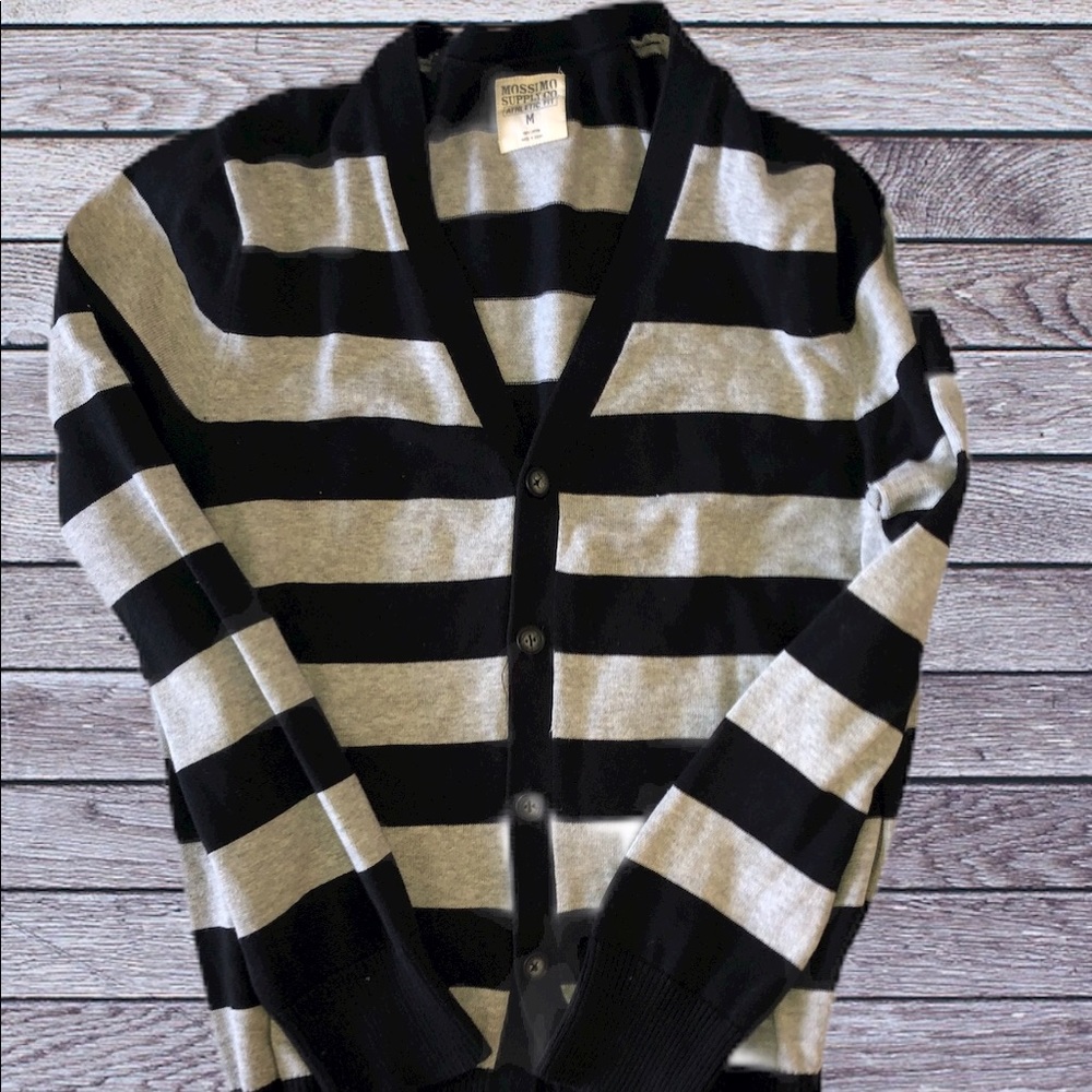 MOSSIMO Black & gray striped cardigan sweater. M